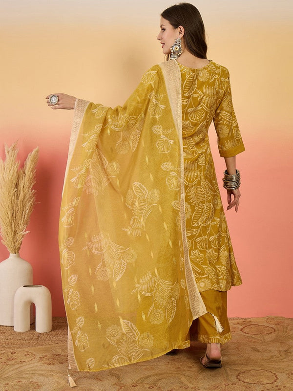Amazing Mustard Color Silk Fabric Plazzo Suit
