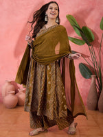 Amazing Brown Color Silk Fabric Plazzo Suit