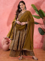 Amazing Brown Color Silk Fabric Plazzo Suit