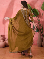 Amazing Brown Color Silk Fabric Plazzo Suit