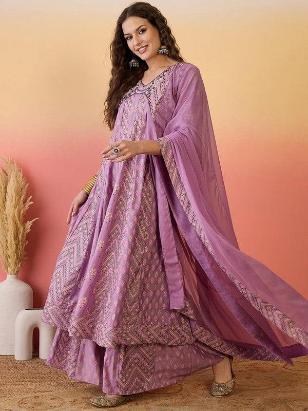 Amazing Purple Color Silk Fabric Plazzo Suit