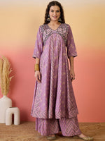 Amazing Purple Color Silk Fabric Plazzo Suit
