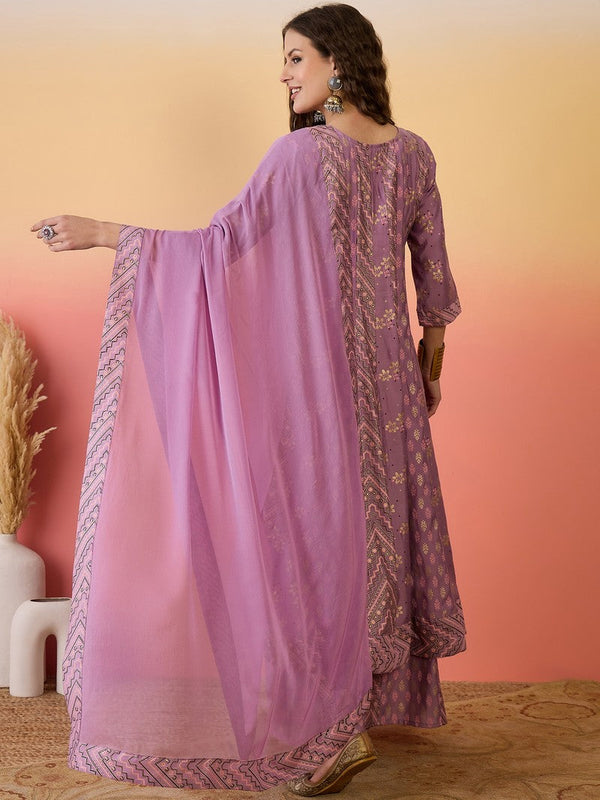 Amazing Purple Color Silk Fabric Plazzo Suit
