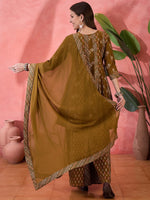 Amazing Brown Color Silk Fabric Plazzo Suit