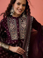 Amazing Wine Color Silk Fabric Plazzo Suit