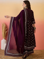 Amazing Wine Color Silk Fabric Plazzo Suit