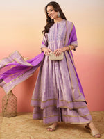 Amazing Purple Color Silk Fabric Plazzo Suit