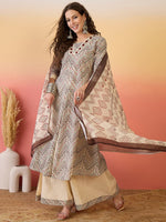 Amazing Beige Color Silk Fabric Plazzo Suit