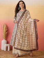 Amazing Beige Color Silk Fabric Plazzo Suit