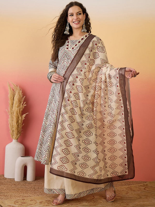 Amazing Beige Color Silk Fabric Plazzo Suit