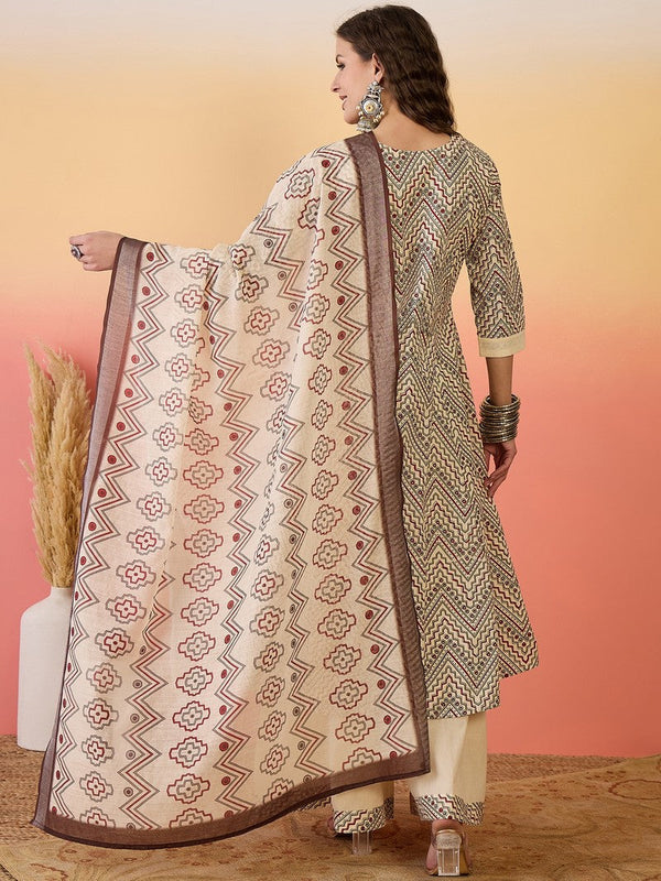 Amazing Beige Color Silk Fabric Plazzo Suit
