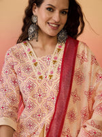 Amazing Peach Color Silk Fabric Plazzo Suit