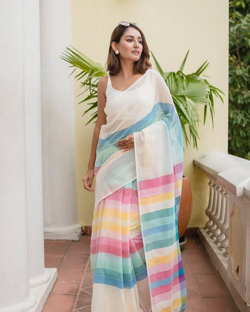 Wonderful Multi Color Chiffon Fabric Casual Saree