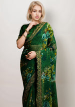 Wonderful Green Color Georgette Fabric Designer Saree