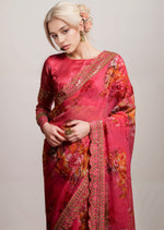 Wonderful Pink Color Georgette Fabric Designer Saree