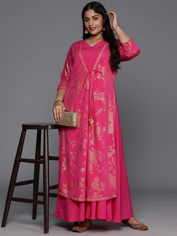 Divine Pink Color Crepe Fabric Designer Kurti