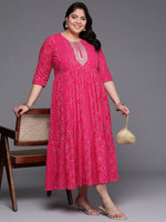 Divine Pink Color Cotton Fabric Designer Kurti