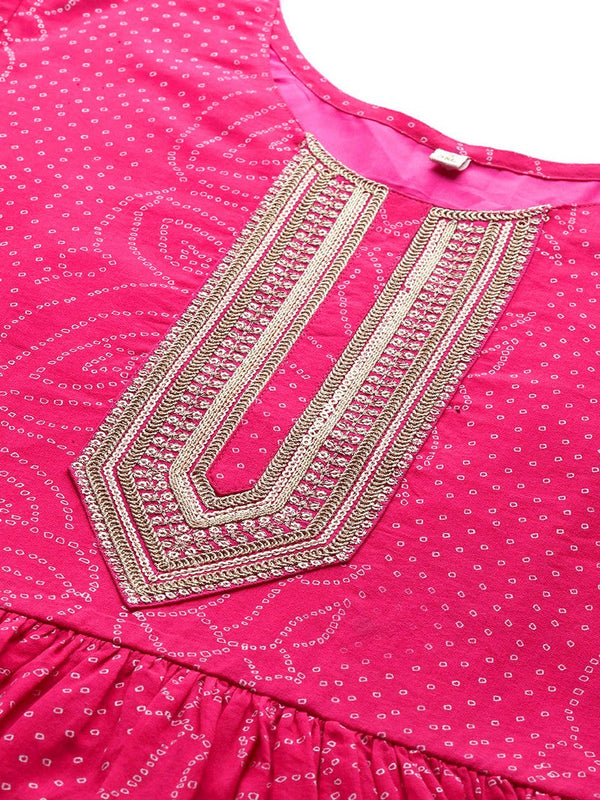 Divine Pink Color Cotton Fabric Designer Kurti