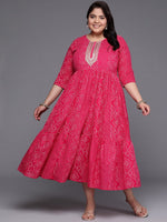 Divine Pink Color Cotton Fabric Designer Kurti