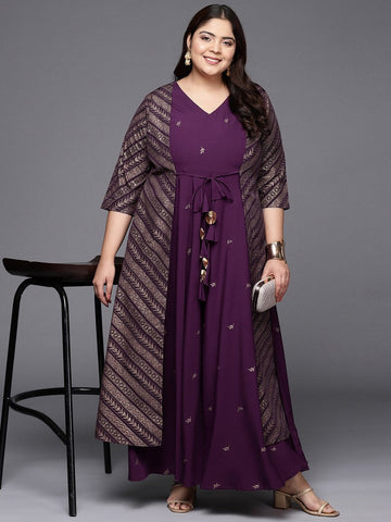 Divine Voilet Color Crepe Fabric Designer Kurti