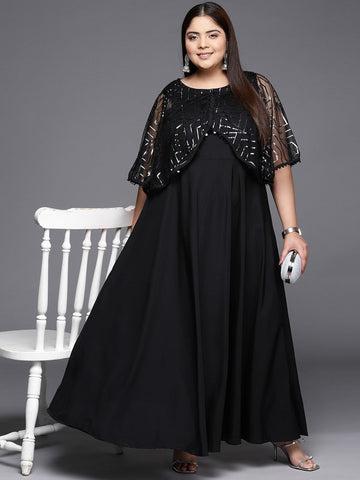 Divine Black Color Crepe Fabric Designer Kurti