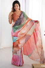 Beautiful Multi Color Chinon Fabric Casual Saree
