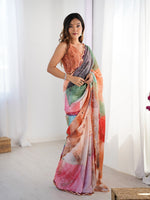 Beautiful Multi Color Chinon Fabric Casual Saree