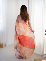 Beautiful Multi Color Chinon Fabric Casual Saree