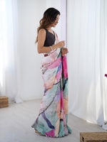 Beautiful Multi Color Chinon Fabric Casual Saree