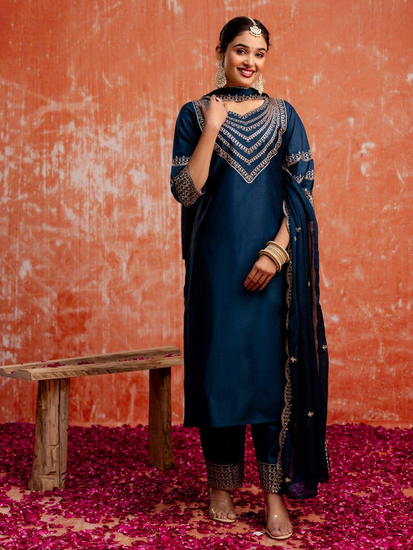 Divine Teal Color Viscose  Fabric Designer Suit