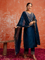 Divine Teal Color Viscose  Fabric Designer Suit