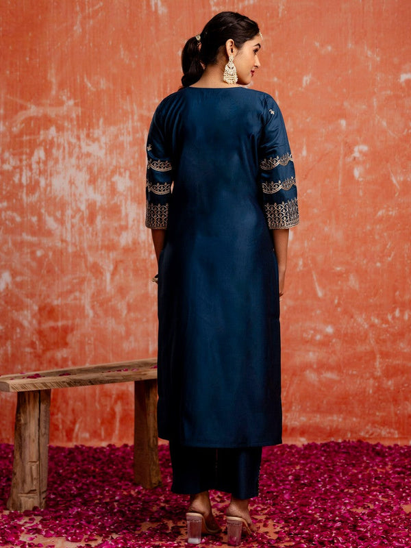 Divine Teal Color Viscose  Fabric Designer Suit