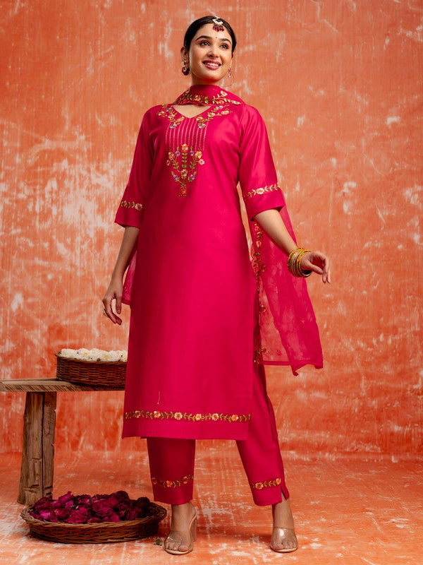Divine Pink Color Viscose  Fabric Designer Suit