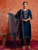 Divine Navy Blue Color Viscose  Fabric Designer Suit