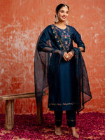 Divine Navy Blue Color Viscose  Fabric Designer Suit