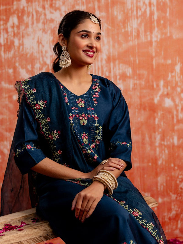 Divine Navy Blue Color Viscose  Fabric Designer Suit