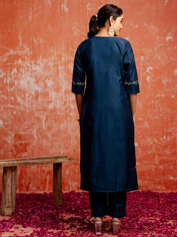 Divine Navy Blue Color Viscose  Fabric Designer Suit