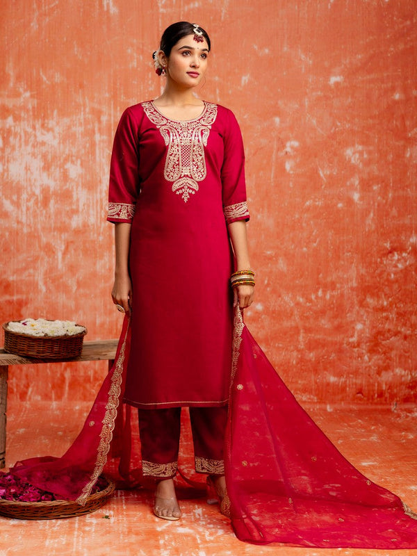 Divine Maroon Color Viscose  Fabric Designer Suit
