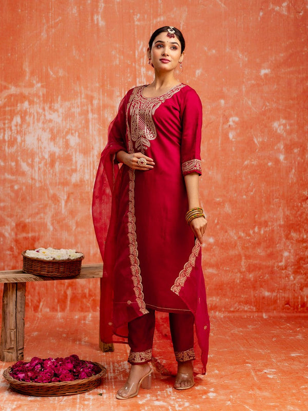 Divine Maroon Color Viscose  Fabric Designer Suit