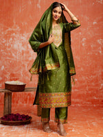 Divine Green Color Silk Fabric Designer Suit