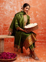 Divine Green Color Silk Fabric Designer Suit