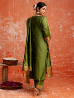 Divine Green Color Silk Fabric Designer Suit