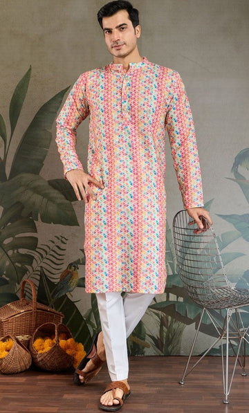 Amazing Multi Color Cotton Fabric Kurta Pajama