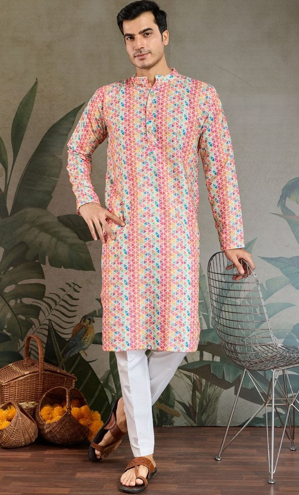 Amazing Multi Color Cotton Fabric Kurta Pajama