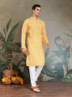 Amazing Yellow Color Cotton Fabric Kurta Pajama