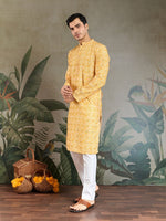 Amazing Yellow Color Cotton Fabric Kurta Pajama
