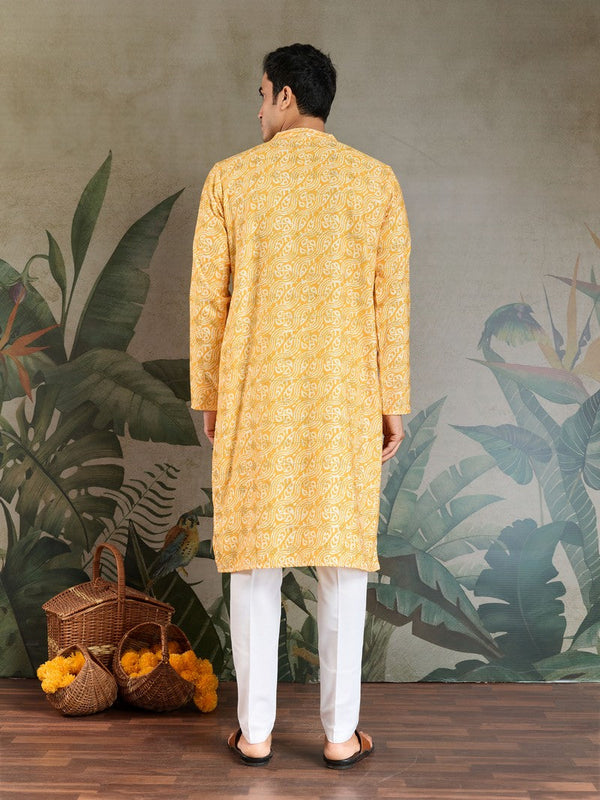 Amazing Yellow Color Cotton Fabric Kurta Pajama
