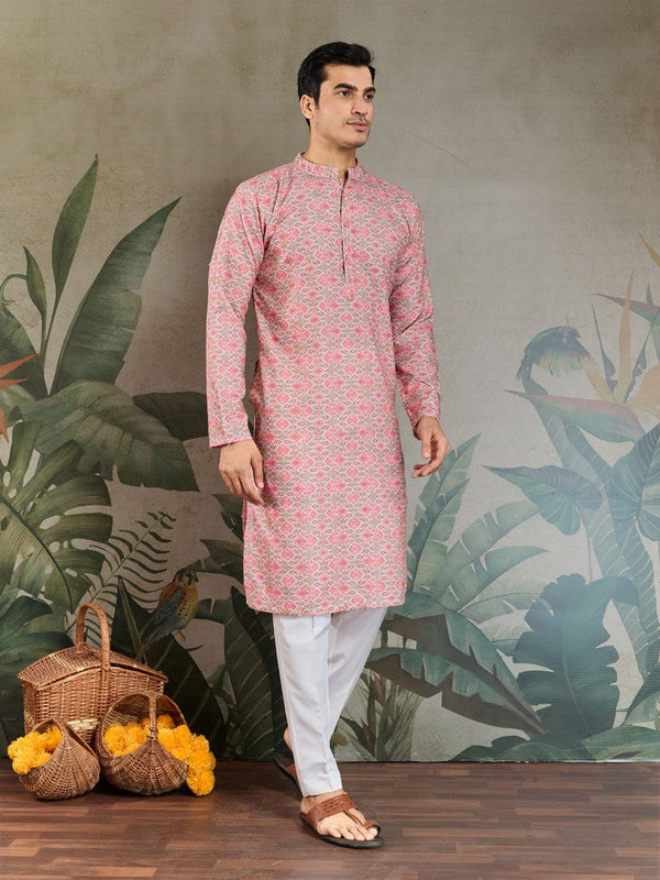 Amazing Pink Color Cotton Fabric Kurta Pajama