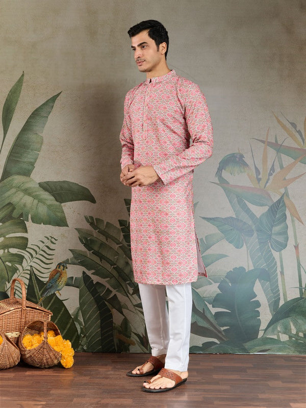 Amazing Pink Color Cotton Fabric Kurta Pajama