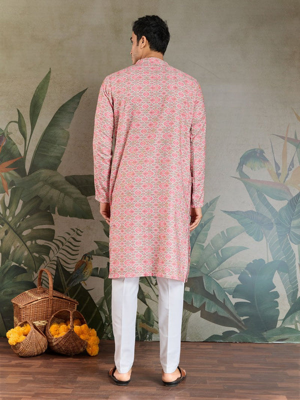 Amazing Pink Color Cotton Fabric Kurta Pajama